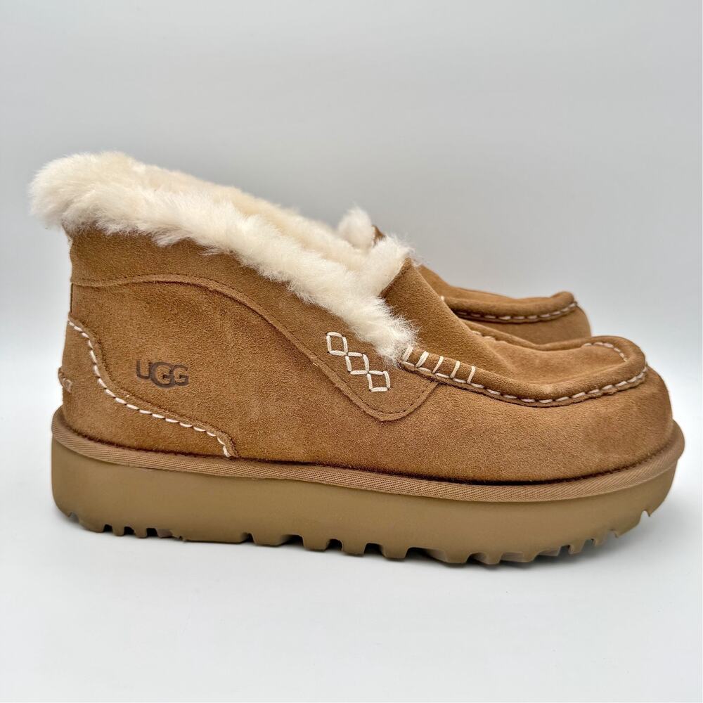 UGG Womens Ansley Parc Ankle Booties US 10 EU 41 Brown Suede EUC